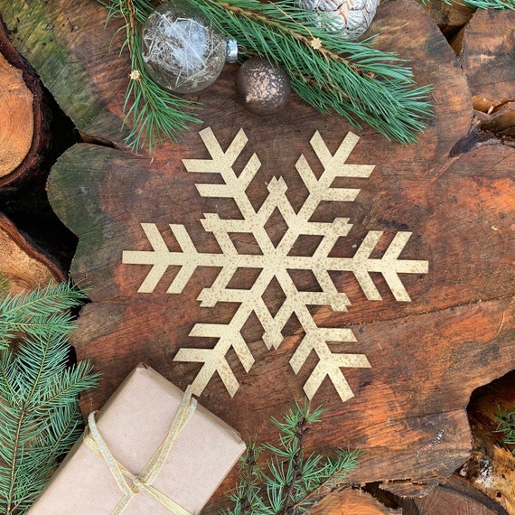 Rustic Shabby Chic GOLD Nordic SNOWFLAKE Sign Metal Shop Christmas decoration