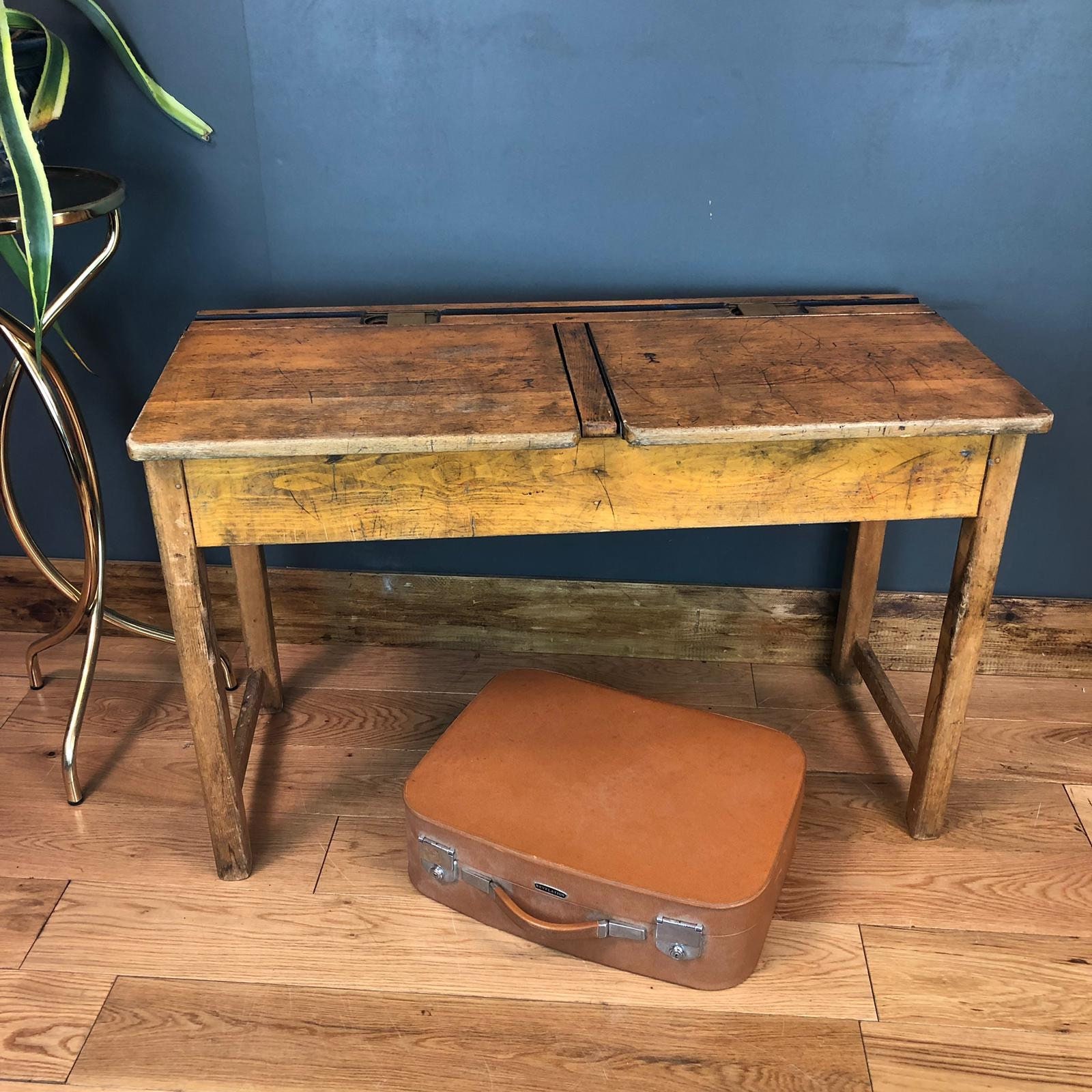 Retro School Desk Vintage Table Study Industrial Sideboard Boho A