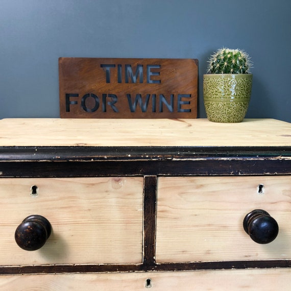 Rusted TIME FOR WINE Plaque Word Sign Metal Shop Home Rustic Pub Cafe Bar Cocktails Drinks Gin Rum