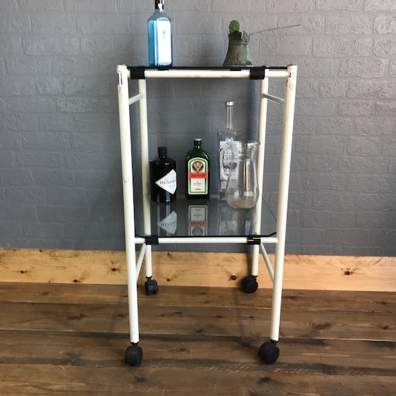 Retro Drinks Gin Trolley Sideboard Vintage Cocktails Retro Glass Metal Shelves