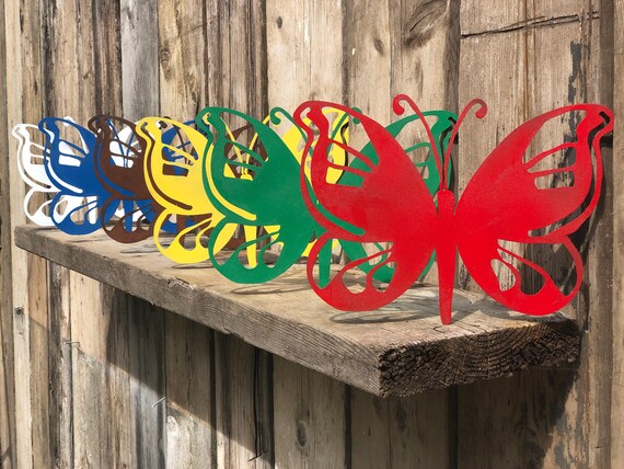 Rusted coloured BUTTERFLY Sign Metal Home Garden Wall Lawn Ornament Animal Decoration