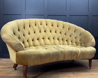 Victorian Style Button Back Sofa Settee Couch 2 Seater Dralon Castors Clam Back