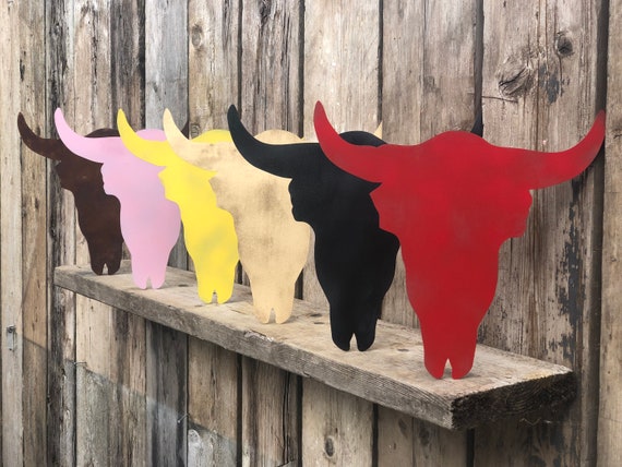 Rustic BULLS HEAD skull Antlers Sign Metal Shop Home bar Pub Stag animal plaque