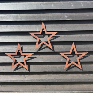 Set of 3 Rusty Metal Stars: Shabby Chic Garden Decor Rustic Christmas stars