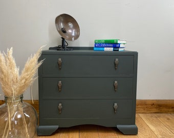 Vintage Chest Of Drawers / Painted Drawers/ Rustic Chest Of Drawers / Green
