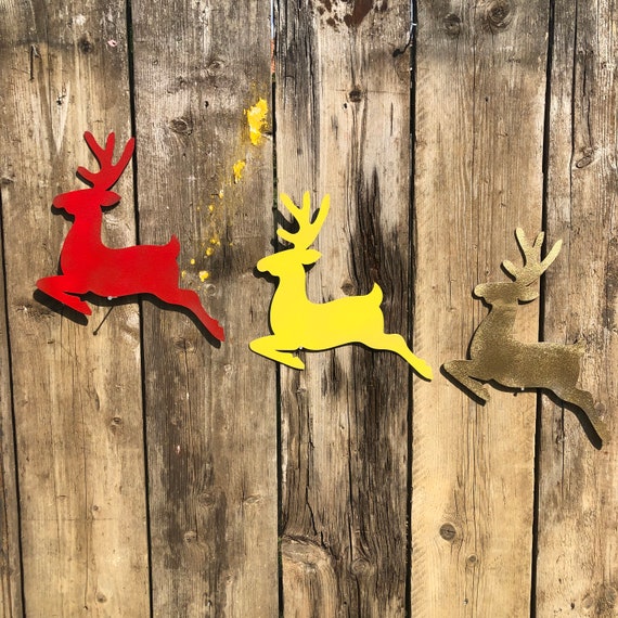 Rustic REINDEER Sign Metal Shop Home Christmas decoration Ornament Winter Snow