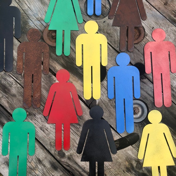 Rustic colourful MAN OR LADY Toilet Bedroom wall door signs Ladies Gentlemen gents