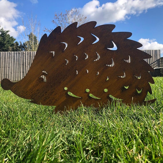 Décoration de hérisson de jardin, hérisson en métal rouillé