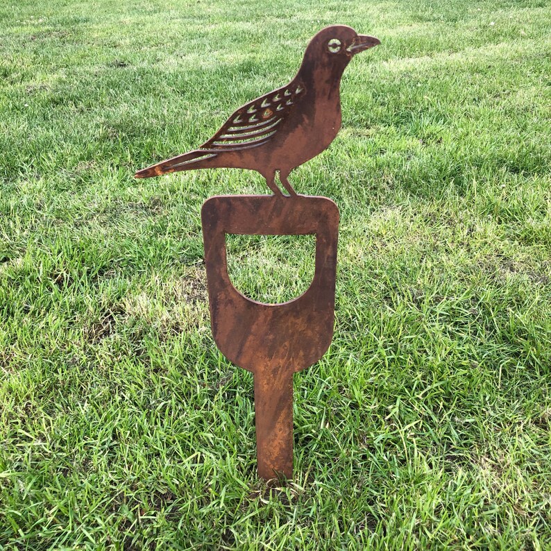 BLACKBIRD ON a SPADE Bird Garden ornament garden statue Etsy