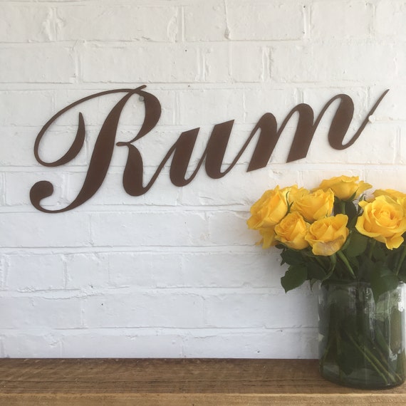 Rusty RUM Lettering Letters Sign Metal Shop Front Home bar Pub Man Cave Cafe