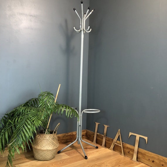 Vintage Metal Tubular Office Home Coat Umbrella Hat Stand Hook