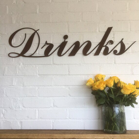 Rusty DRINKS Lettering Letters Word Sign Metal Home bar Pub Wedding cafe Shop