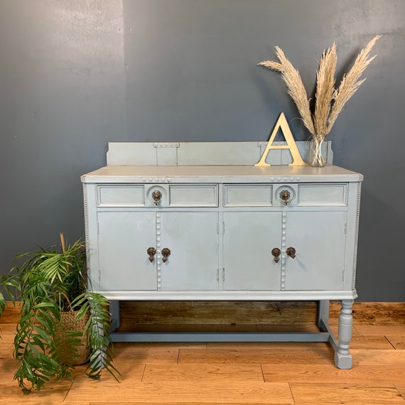 Vintage Painted Upcycled Shabby Chic Sideboard Cabinet Cupboard Light Blue/grey