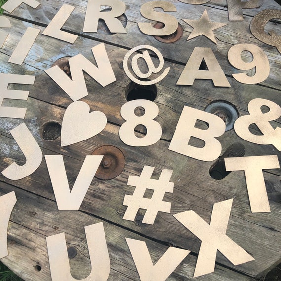Rustic 5" gold metal alphabet letters, A-Z, 0-9, initials, house name, lettering, barbers, bar, coffee shop, eat, numbers, home, gin tea