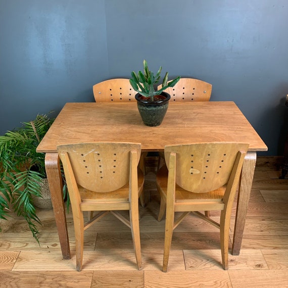 Wooden DINING Table School ESA 4 Chairs Ideal For Project/ Shabby Chic