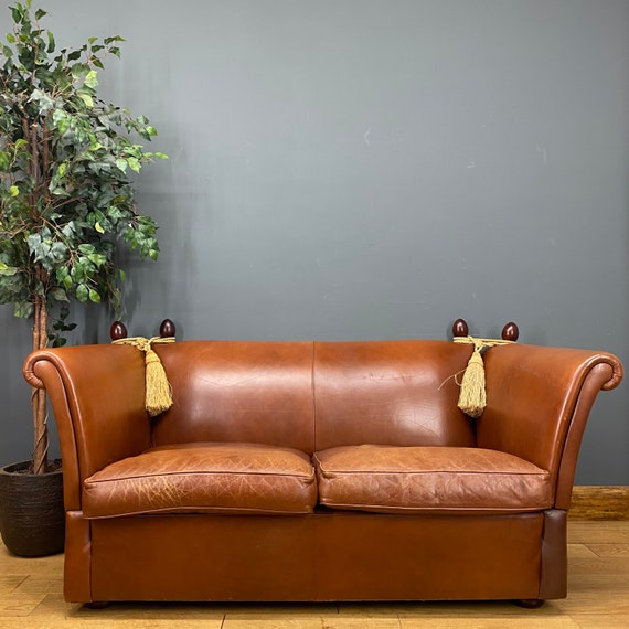 Laura Ashley Langham Knole Leather Sofa / Aniline Leather Sofa Etsy