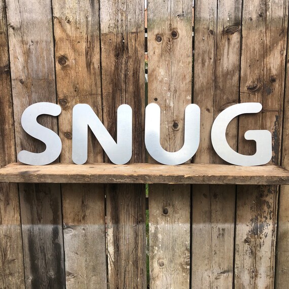 SNUG Lettering Letters Signage GALVANIZED Metal Industrial Shop Home Sign Rustic