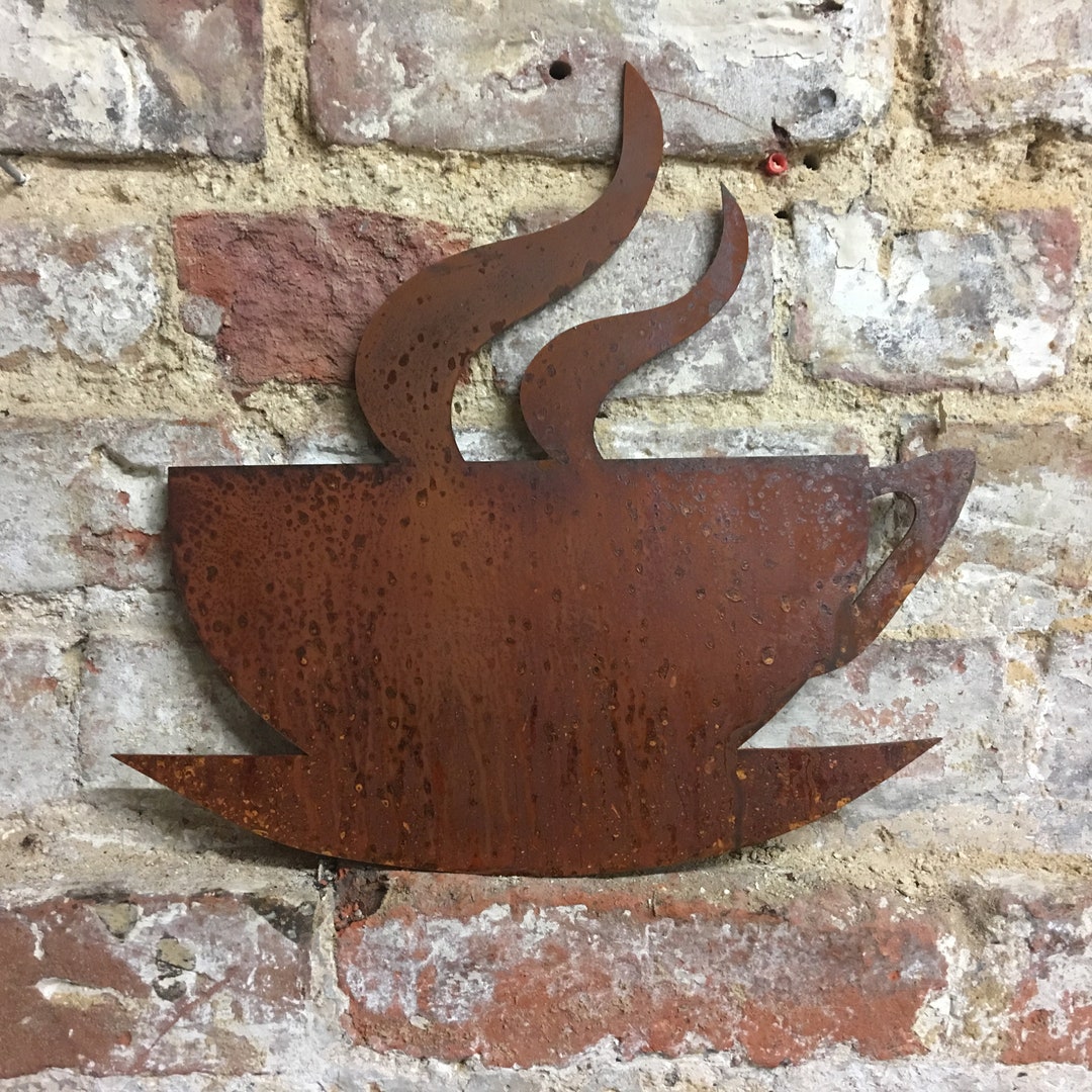 Rusty Metal Coffe Cup Sign Rustic Kitchen Decor Home Sign - Etsy