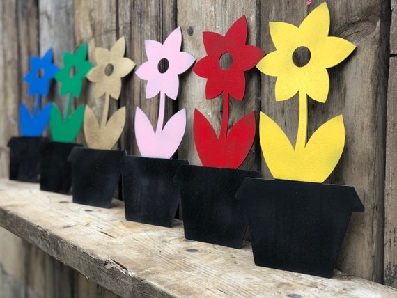 Rustic Metal PLANT FLOWER POT silhouette sign Shop Home bar Pub Cafe garden