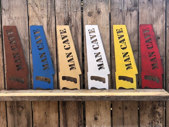 RUSTIC colourful MANCAVE SAW Sign Metal Man Cave shed workshop garage hut office Vintage