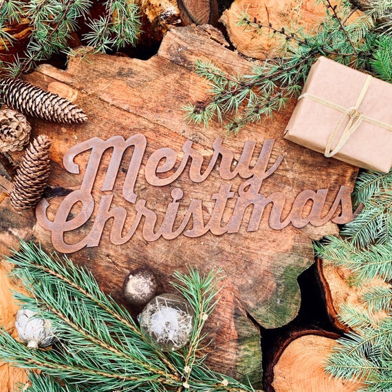 Rustic RUSTY MERRY CHRISTMAS Word Plaque Sign Metal decoration Ornament Sign Present GIft Vintage