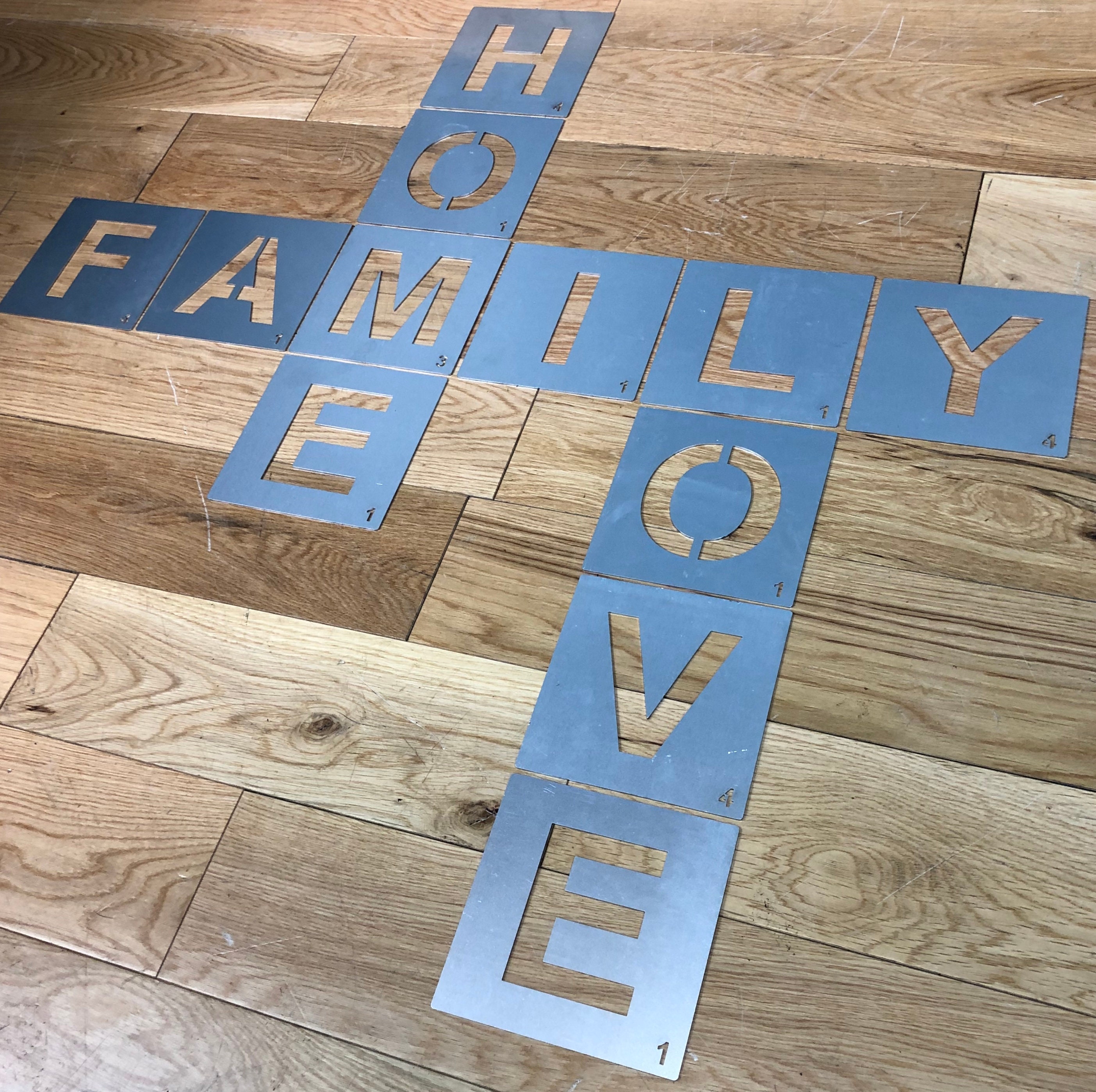 Galvanised Metal Scrabble Letter Tile Wall Decor Art Lettering