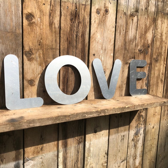 LOVE Lettering Letters GALVANIZED Metal Shop Home Garden Family Live Sign Rustic