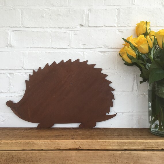 Rusty HEDGEHOG Sign Metal Shop Home Garden Ornament Decoration Anima
