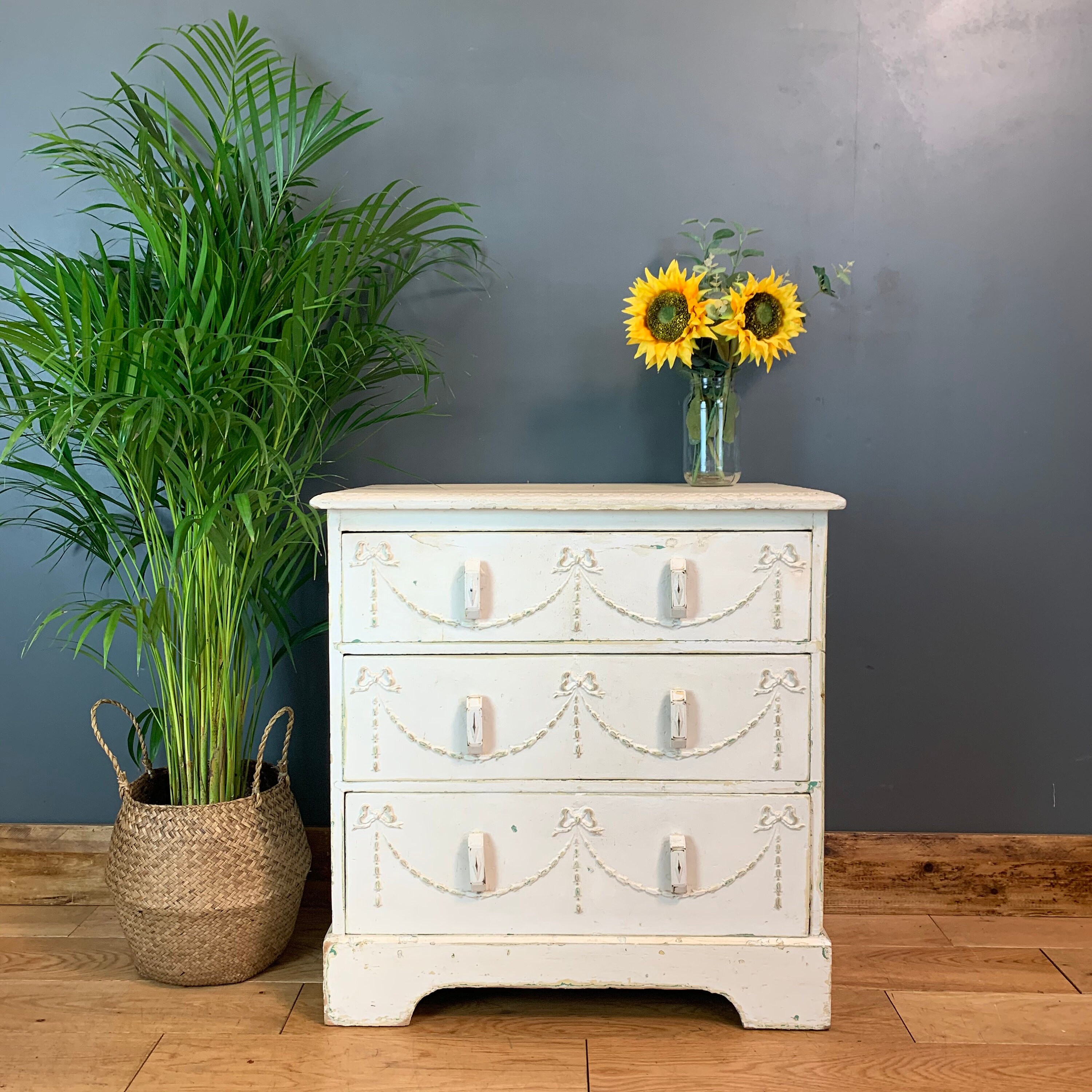 Vintage Chest Of Drawers Shabby Chic Sideboard Cabinet Painted