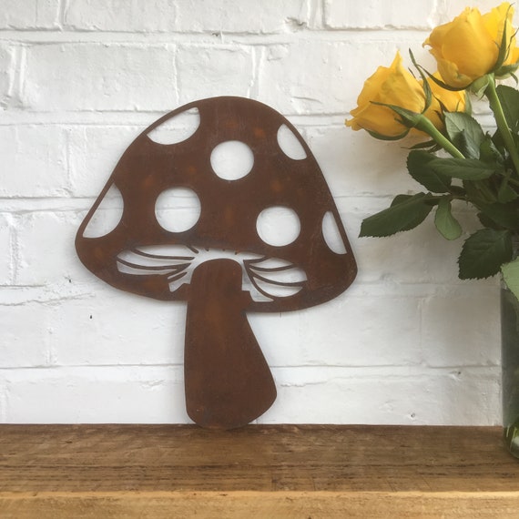Rusty TOADSTOOL Sign Metal Shop Home Garden Ornament Decoration Mushroom herbs