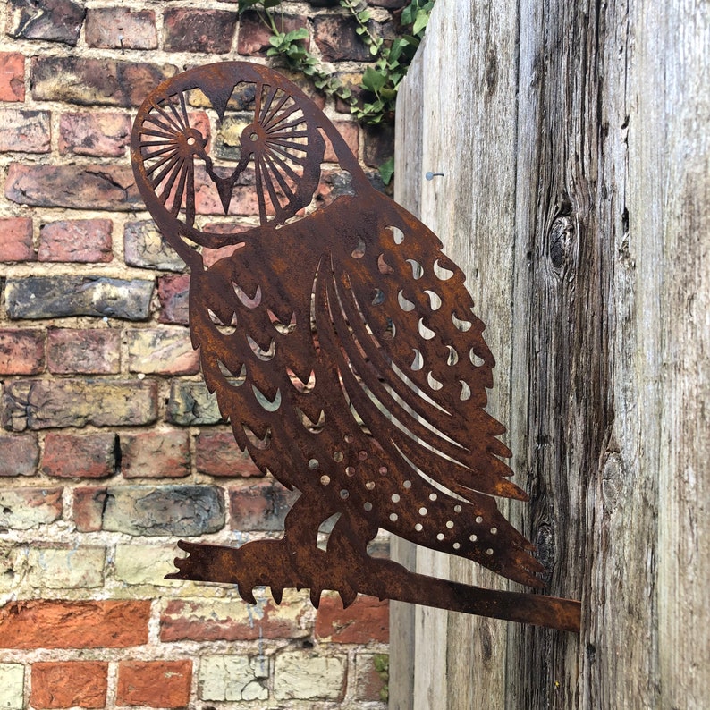 Rusty Metal OWL DECORATION Garden ornament silhouette Etsy