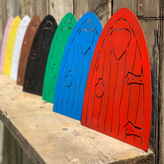 Colourful Magic Metal Elf Fairy Door House home garden ornament decoration sign