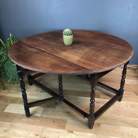 Vintage Mahogany Table Gate Leg Dining Table Drop Leaf Kitchen Rustic Sideboard