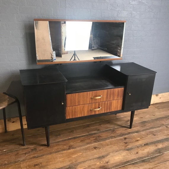 Vintage Dressing Table Sideboard Mid Centrury Upcycled Retro Painted Black Urban
