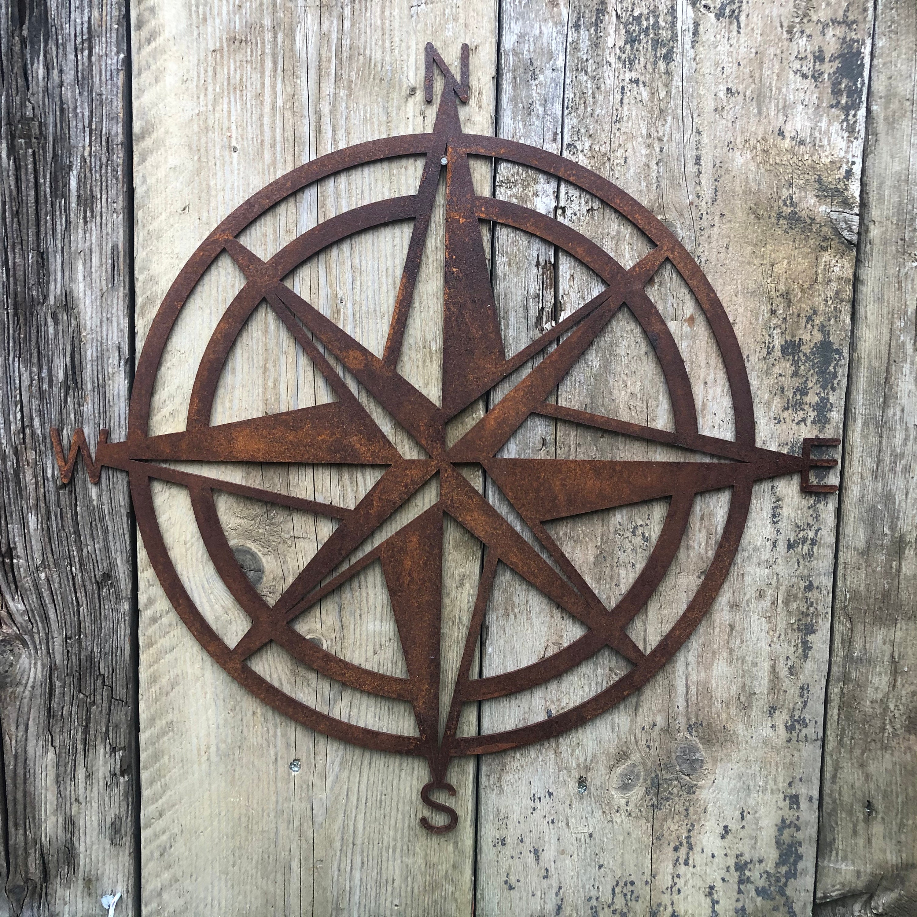 Rusty metal , COMPASS DECORATION , Garden Ornament , GARDEN Decoration