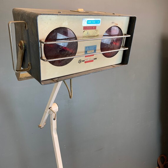 Vintage Medical Equipment Heat Lamp Floor Standing Industrial Design Interior