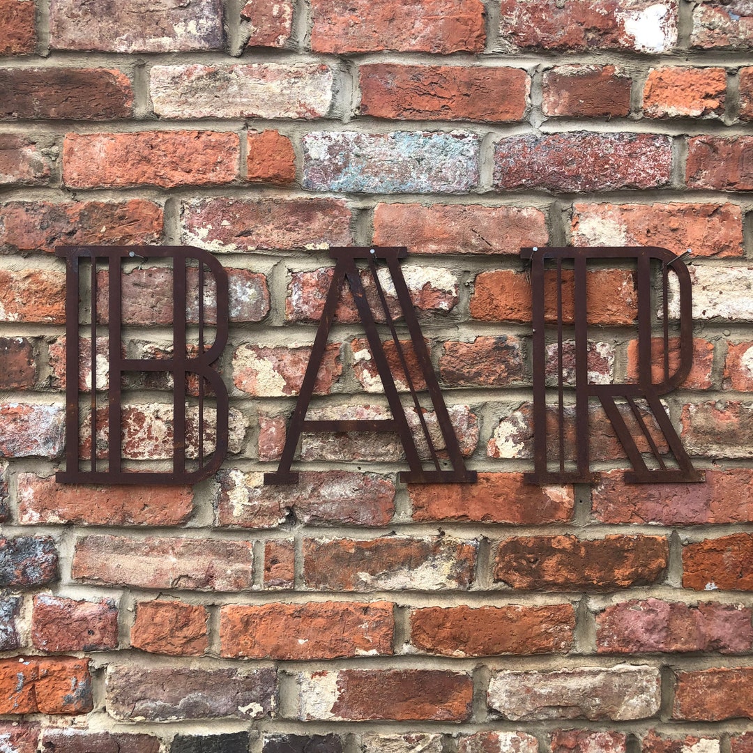 Art Deco Bar Sign , Rusty Metal Letters , Home or Garden Bar Decoration ...