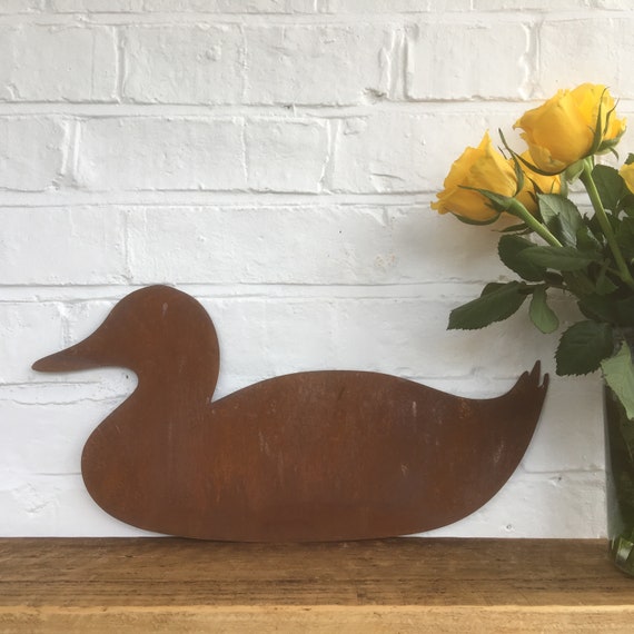 Rusty DUCK Sign Metal Shop Home Garden Ornament Bird Pond Animal