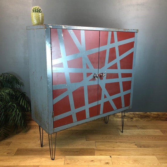 Vintage Industrial Cupboard Metal Tv Stand Drinks Cocktail Cabinet Storage