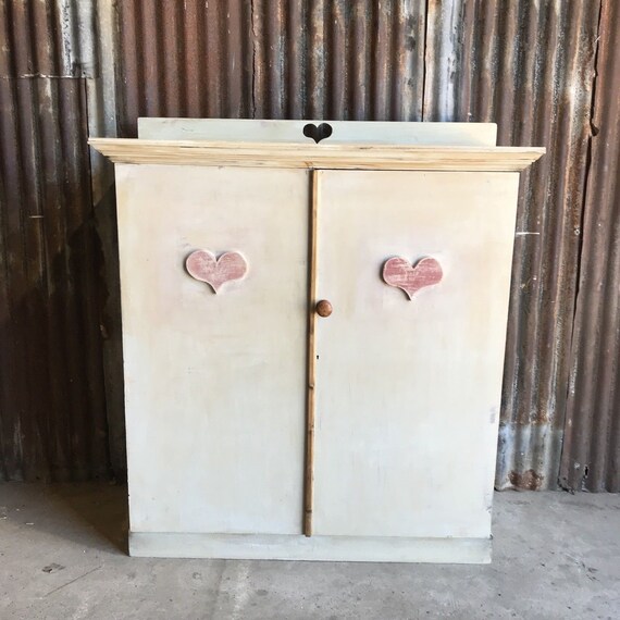 Large Vintage old School Cupboard Shelves Painted Shabby Chic Farmhouse Bedroom