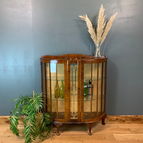 Vintage China Cabinet Glazed Cupboard Storage Drinks Cabinet Cocktail Home Bar