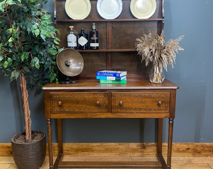 Antique Oak Dresser / Rustic Kitchen Cupboard / Oak Hutch  / Display Dresser