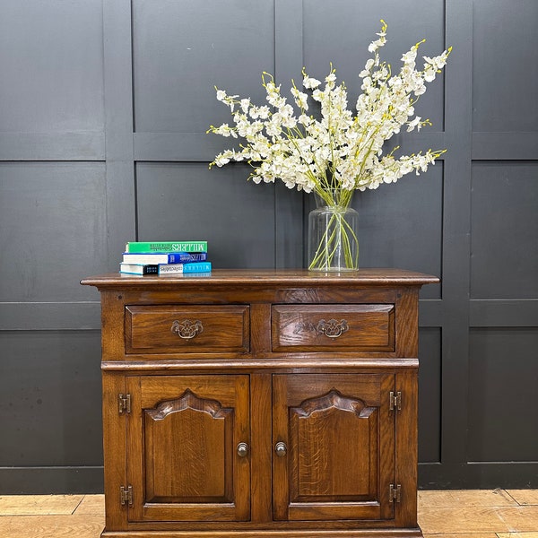 Vintage Rustic Oak Sideboard / Drinks Cabinet / Buffet Server Cupboard /TV Stand