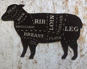RUSTY METAL LAMB Sign , Metal Shop Home sign , garden Ornament Farmyard, Butchers cut sign, Animal cuts Beef Bbq sign , kitchen sign