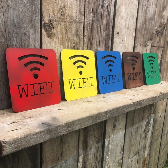 COLOURED Wifi Word Lettering Letters Sign Metal Home Shabby Chic Vintage Rustic WIFI