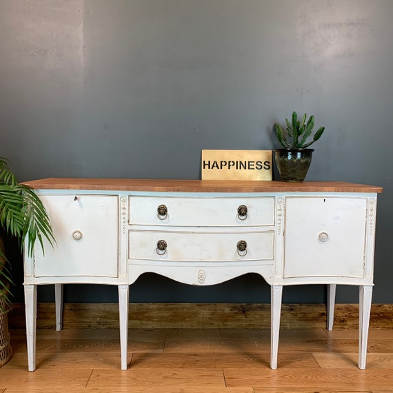 Vintage Painted Upcycled Shabby Chic Sideboard Cabinet Cupboard Mahogany White
