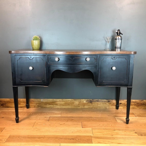 Vintage hallway Table Sideboard Upcycled Shabby Chic Rustic Mahogany Black