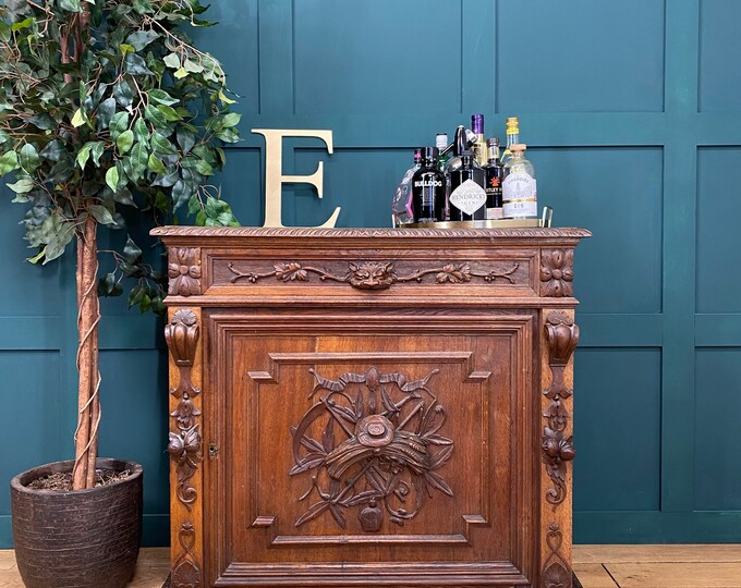 Antique Oak Bavarian Cupboard /Antique Oak Dresser/ Home Bar /Sideboard Cabinet