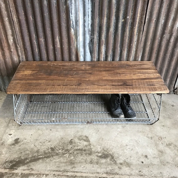 Industrial Metal Galvanised Cage Hall Bench Seat Shoe Storage Factory
