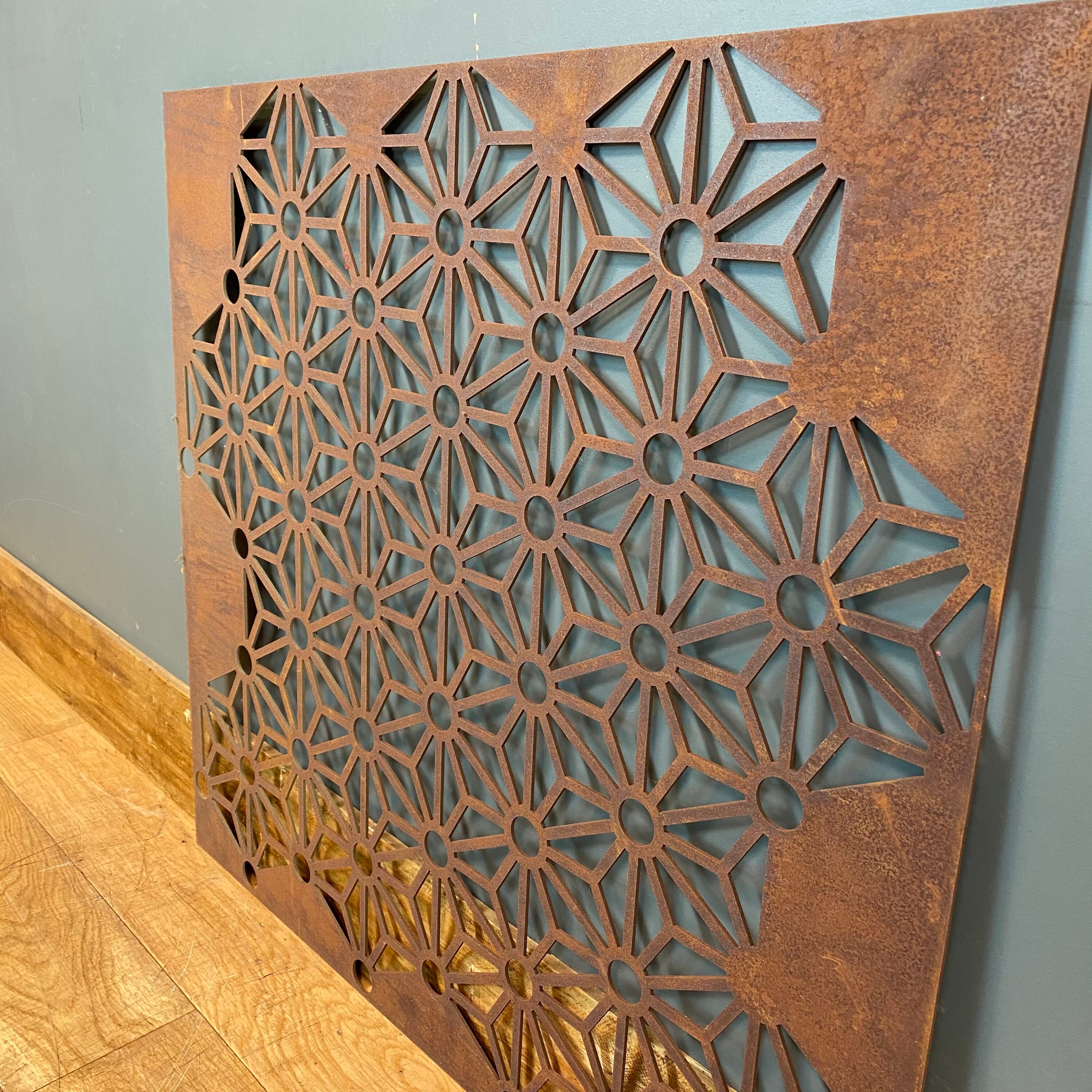 Rusty Metal Garden Panel/ Metal Wall Art / Garden decoration / Geometric